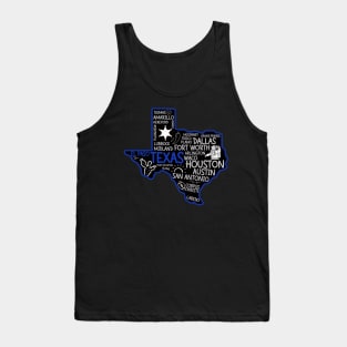 El Paso Texas cute map Houston San Antonio Dallas Austin Fort Worth Tank Top